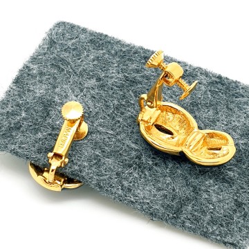 Napier goudkleurige oorbellen met donkerblauw email