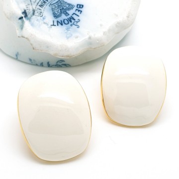 Napier - goldtone white enamelled earrings - Bliinkt