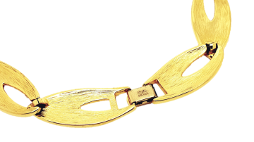 Napier korte schakelketting in goud en rood 80's merkje