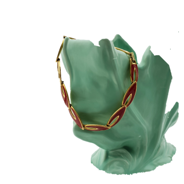 Napier korte schakelketting in goud en rood 80's op vaas