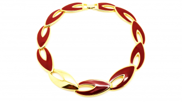 Napier korte schakelketting in goud en rood 80's