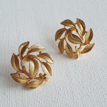 Napier goldtone leaves earrings