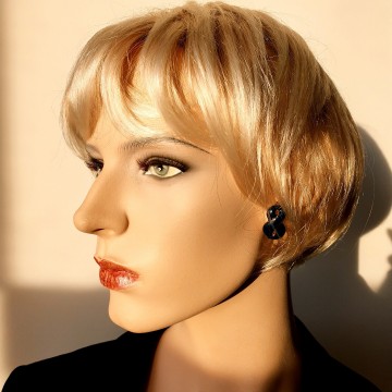 Napier goudkleurige oorbellen met donkerblauw email