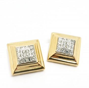 Nina Ricci goudkleurige oorbellen met heldere strass