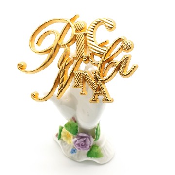 Nina Ricci - goldtone logo brooch - Bliinkt