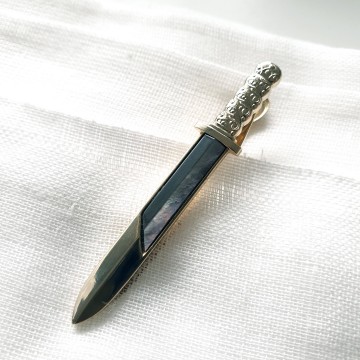 Nippy-Clip Stratton - sword tie clip with faux mother of pearl - Bliinkt