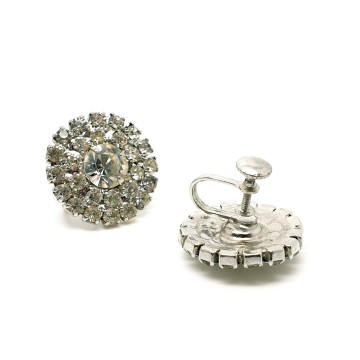 Oorbellen met heldere strass en schroefsluiting