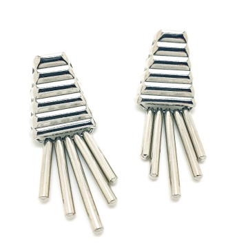 Large silvertone dangle earrings - Bliinkt