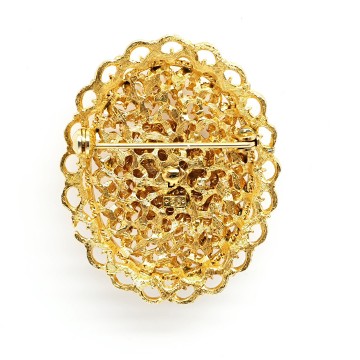Oval open work goldtone rose brooch 35