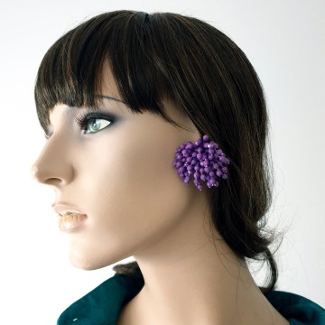 Purple plastic spray earrings 50s - Bliinkt