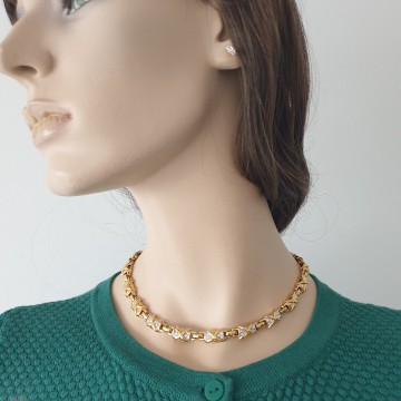 Puccini - short goldtone necklace with clear rhinestones - Bliinkt