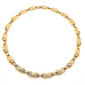 Puccini - short goldtone necklace with clear rhinestones - Bliinkt