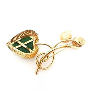 Rolyn Inc. vergulde bladbroche met jade