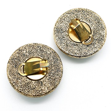 Rond antiqued 80s clip earrings with plastic purple cabochon   bliinkt