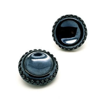 Ronde clips met mettalic zwarte 'steen'