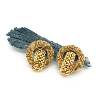 Round goldtone 40s/50s clip earrings - Bliinkt