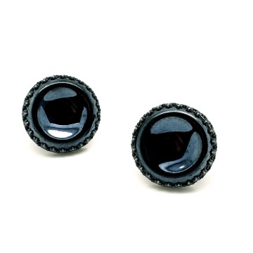Ronde clips met mettalic zwarte 'steen'