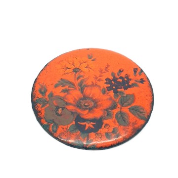 Round orange enamelled flower brooch - Bliinkt