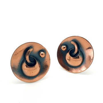 Round copper clip earrings - Bliinkt