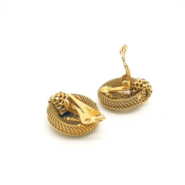 Round goldtone 40s/50s clip earrings - Bliinkt