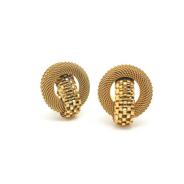 Round goldtone 40s/50s clip earrings - Bliinkt