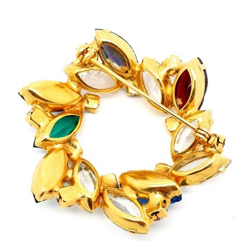 Ronde juliana stijl broche met multicoloured strass