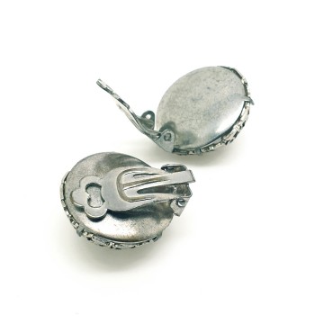 Round open work silvertone earrings - Bliinkt