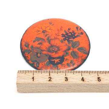 Round orange enamelled flower brooch - Bliinkt