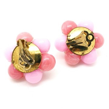 Pink plastic beads clip earrings - Bliinkt