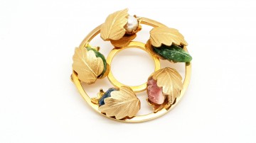 Sarah Coventry - 'Flowered Circle' uit de Lady Coventry-lijn, broche met halfedelstenen