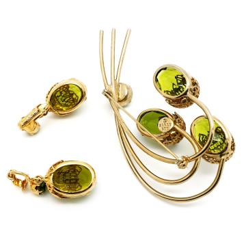 Sarah coventry 'Touch of Elegance' smaragdgroene set