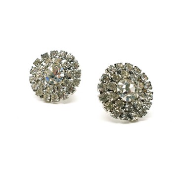 Oorbellen met heldere strass en schroefsluiting