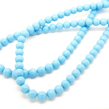 Short double row antique necklace with baby blue glass beads - Bliinkt