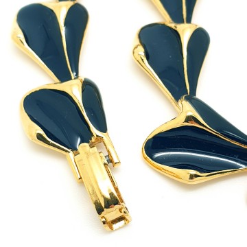 Short goldtone black enamelled necklace numbered 3038 - Bliinkt