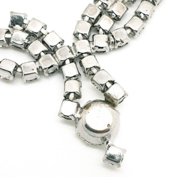 Silvertone 40s/50s necklace and earring set with clear rhinestones