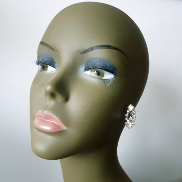 Zilverkleurige heldere strassoorbellen met schroefsluiting 50's