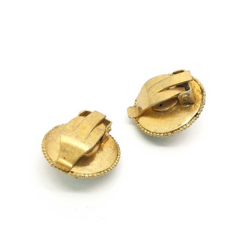 Small earrings with black front and multicoloured rhinestones - Bliinkt