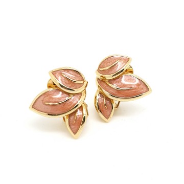 Soleil goudkleurige oudroze emaille clips