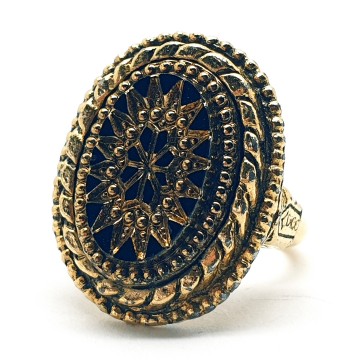 Sphinx - goldtone with black adjustable ring - Bliinkt