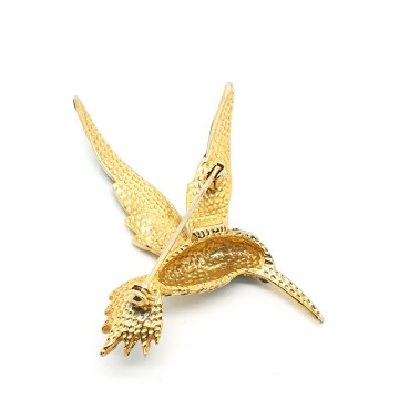 Sphinx hummingbird brooch with black enamelled wings