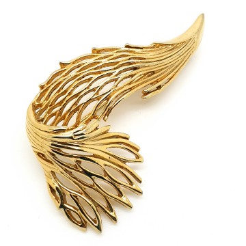 Sphinx - goldtone open work leaf brooch - Bliinkt