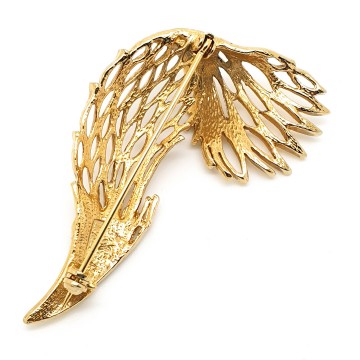 Sphinx - goldtone open work leaf brooch - Bliinkt