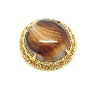 Sphinx - brown catseye glass stone brooch - Bliinkt