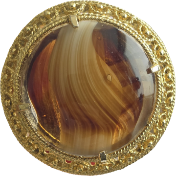 Sphinx - brown catseye glass stone brooch - Bliinkt