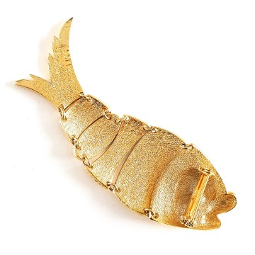 Sphinx - flexible fish brooch with turquoise eye - Bliinkt