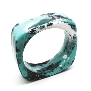 Turquoise black and white square bangle - Bliinkt