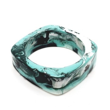Turquoise black and white square bangle - Bliinkt