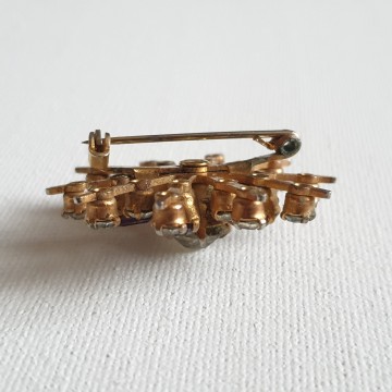 50s Star brooch with purple and clear rhinestones - Bliinkt