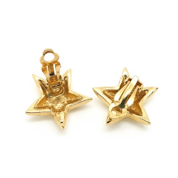 Star shaped goldtone earrings with clear rhinestones - Bliinkt