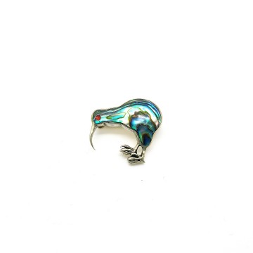 Sterling abalone kiwi brooch